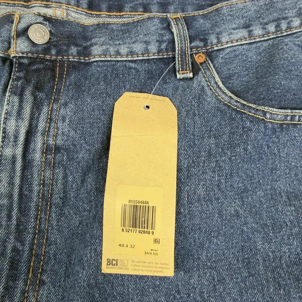 Levis 550 Jeans Men's 46x32 Big & Tall Tapered Leg Medium Wash Blue Denim NWT